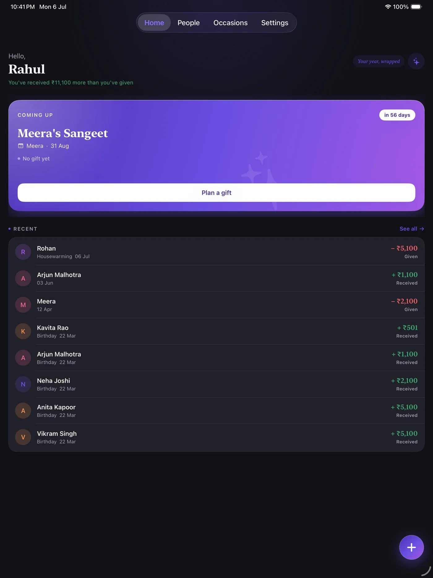Shagunly iPad Home screen, adapted for a wider layout